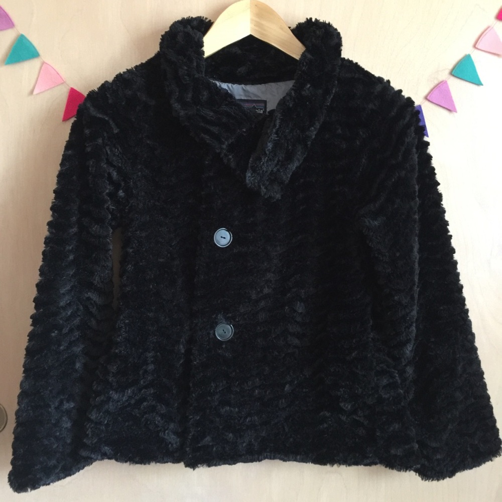Patagonia Pelage Black lush Fleece Jacket Coat